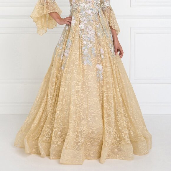 NEW WEDDING BRIDAL V-Neck Lace Short Sleeve Prom Dress GSGL1592 - Picture 5 of 7